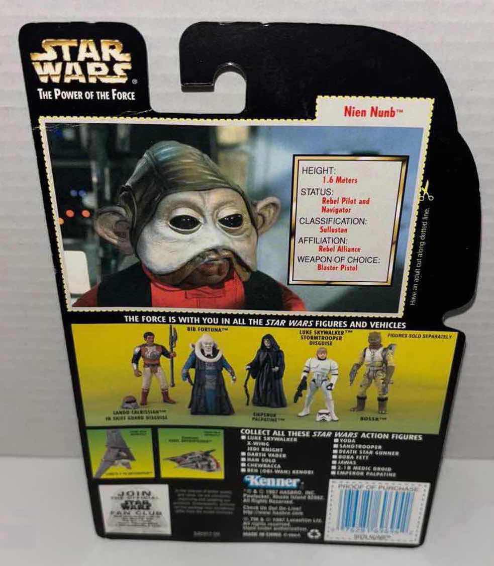 Photo 1 of NEW KENNER STAR WARS THE POWER OF THE FORCE ACTION FIGURE, NIEN NUNB W BLASTER PISTOL & BLASTER RIFLE