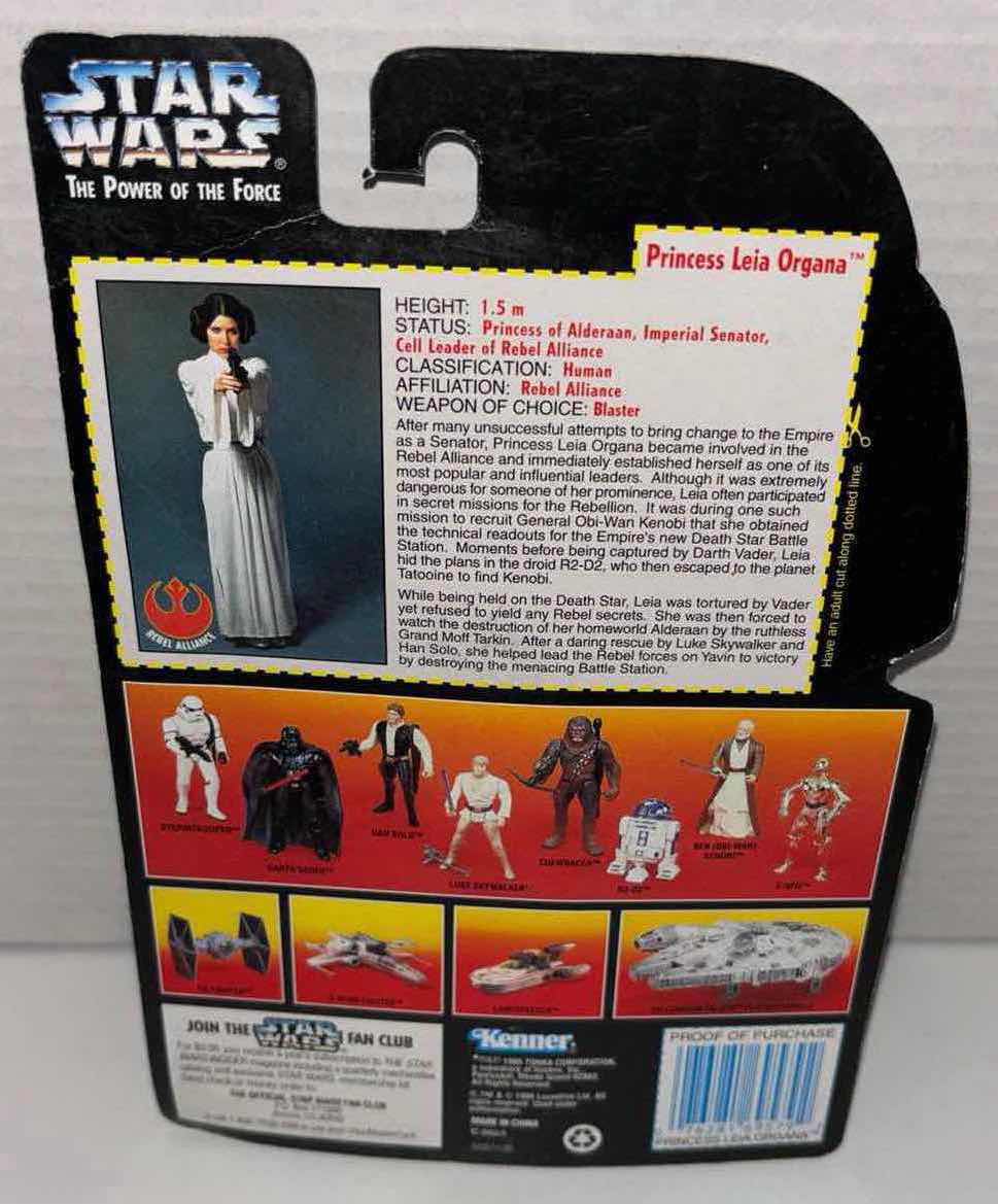 Photo 1 of NEW KENNER STAR WARS THE POWER OF THE FORCE ACTION FIGURE, PRINCESS LEIA ORGANA W LASER PISTOL & ASSAULT RIFLE