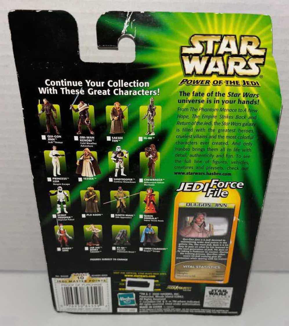 Photo 1 of NEW HASBRO STAR WARS POWER OF THE JEDI ACTION FIGURE, QUI-GON JINN & JEDI FORCE FILE