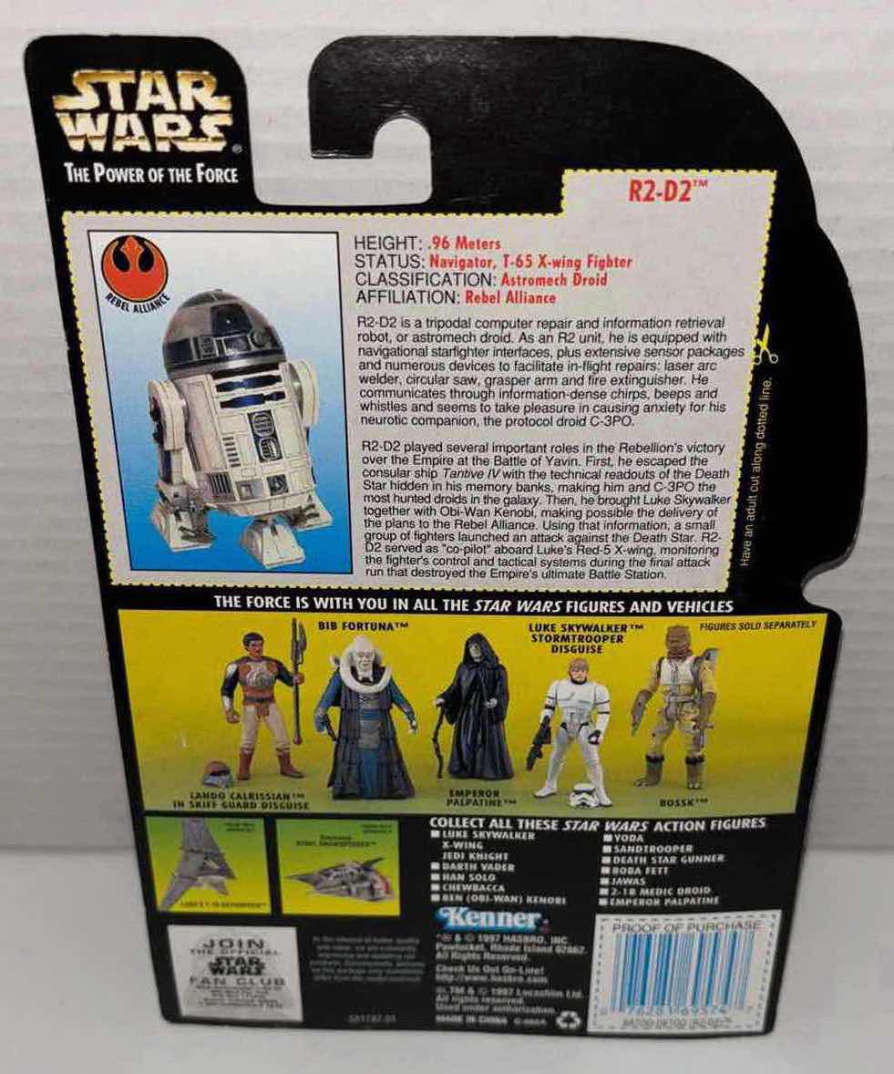 Photo 1 of NEW KENNER STAR WARS POWER OF THE FORCE ACTION FIGURE, R2-D2 W LIGHT-PIPE EYE PORT & RETRACTABLE LEG