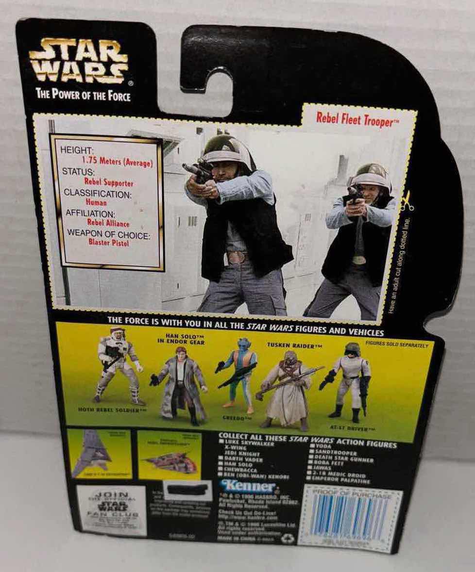 Photo 1 of NEW KENNER STAR WARS POWER OF THE FORCE ACTION FIGURE, REBEL FLEET TROOPER W BLASTER PISTOL & RIFLE