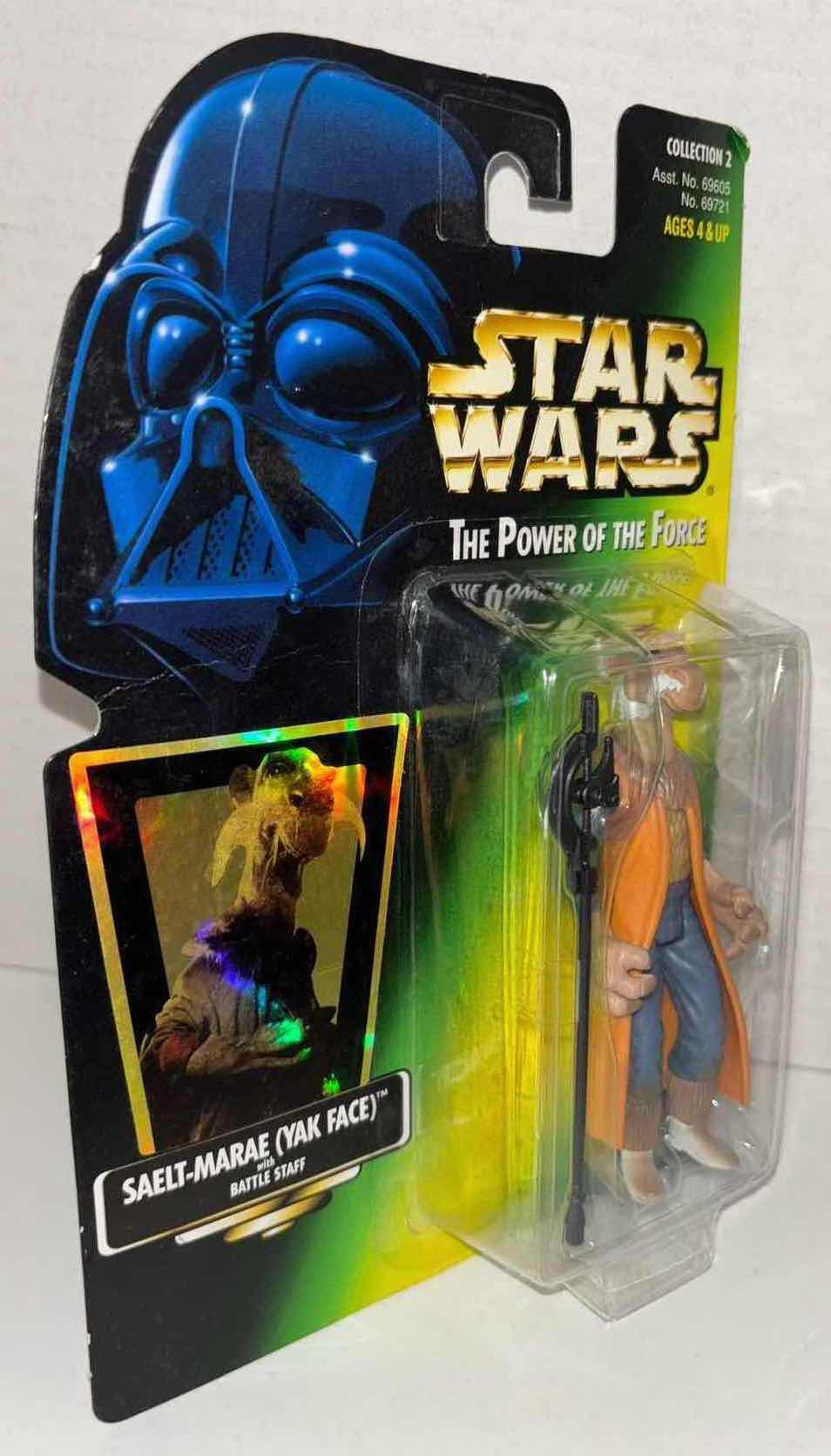 Photo 1 of NEW KENNER STAR WARS POWER OF THE FORCE ACTION FIGURE, SAELT-MARAE (YAK FACE) W BATTLE STAFF