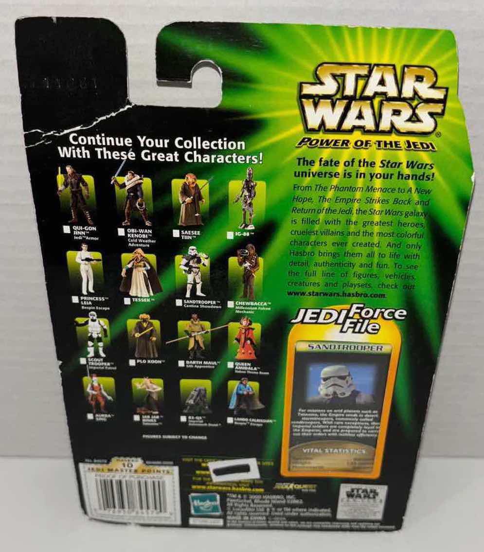 Photo 1 of NEW HASBRO STAR WARS POWER OF THE JEDI ACTION FIGURE, SANDTROOPER TATOOINE PATROL & JEDI FORCE FILE