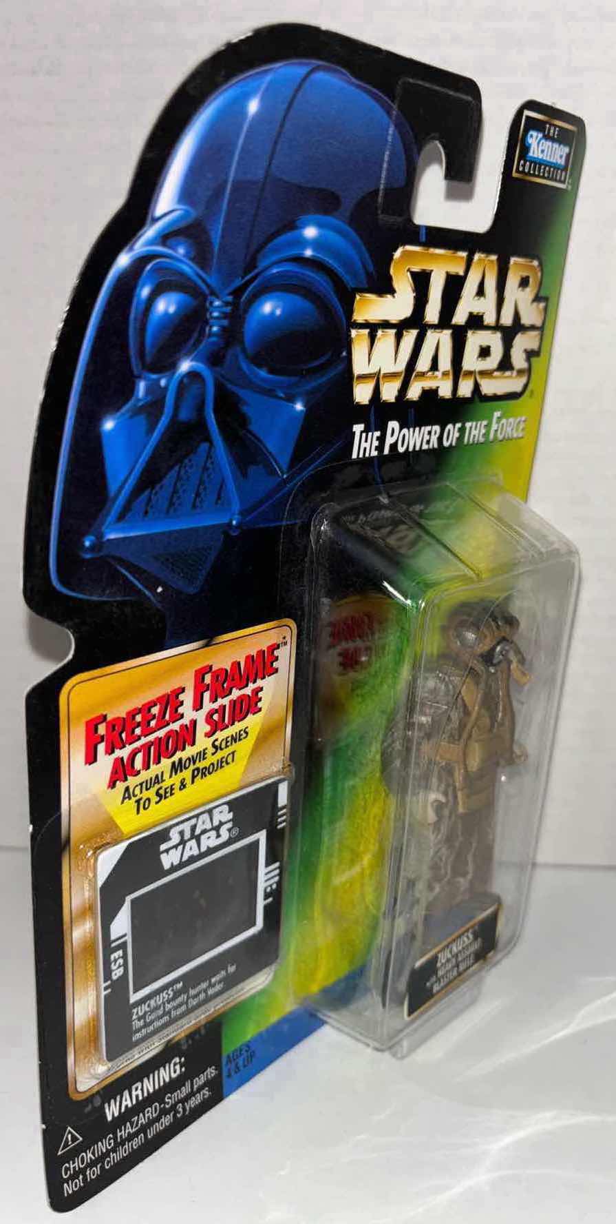 Photo 1 of NEW KENNER STAR WARS POWER OF THE FORCE ACTION FIGURE, ZUCKUSS W HEAVY ASSAULT BLASTER RIFLE & FREEZE FRAME ACTION SLIDE