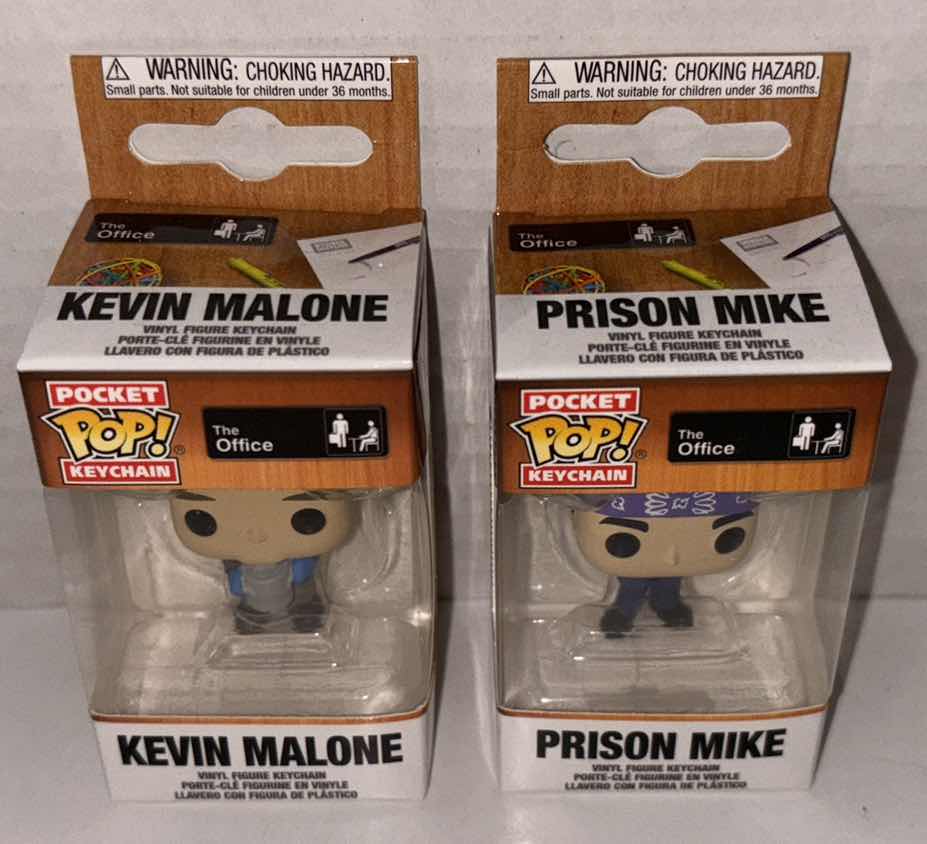 Photo 1 of NEW FUNKO POP! POCKET KEYCHAIN 2-PACK, THE OFFICE “KEVIN MALONE” & “PRISON MIKE” $37.00