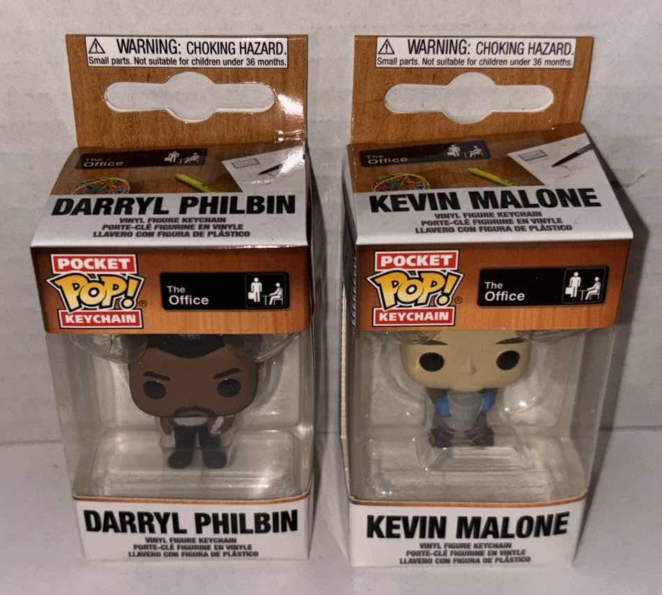 Photo 1 of NEW FUNKO POP! POCKET KEYCHAIN 2-PACK, THE OFFICE “ DARRYL PHILBIN” & “KEVIN MALONE” 