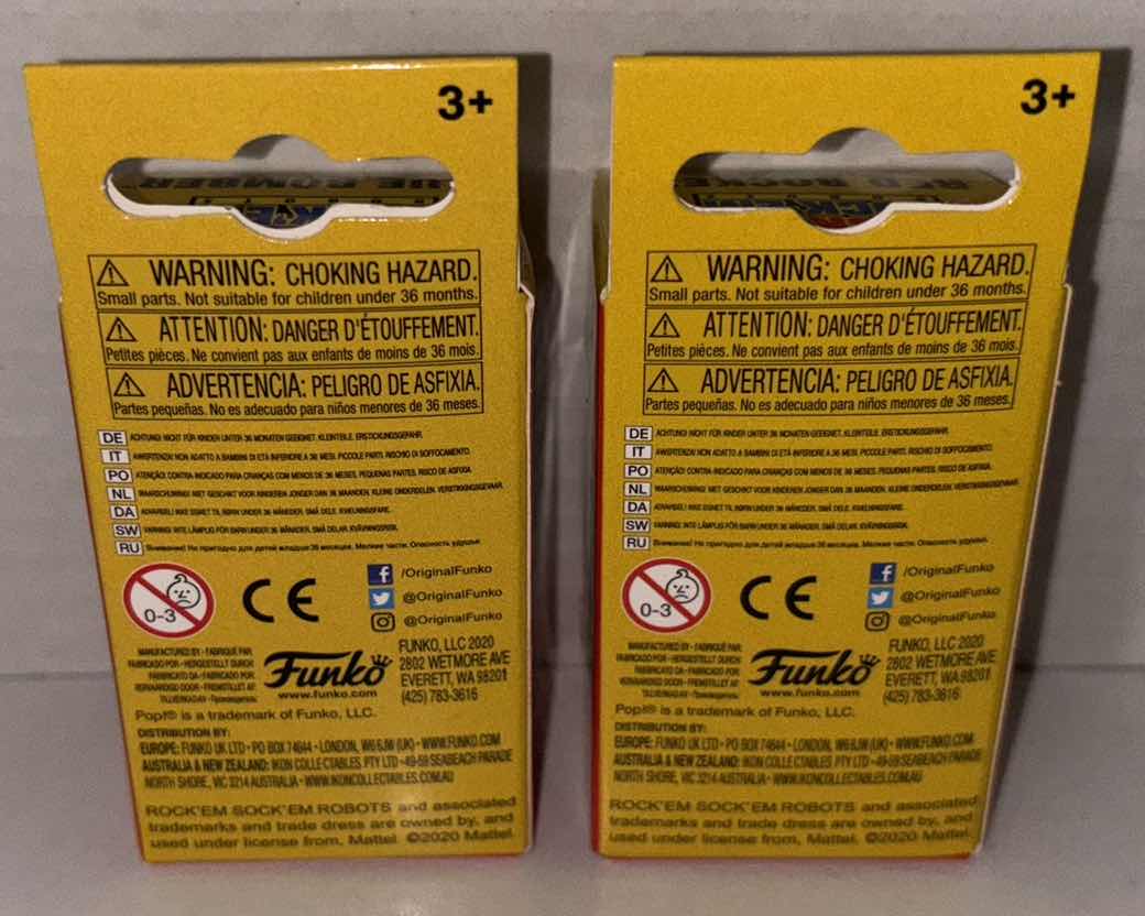 Photo 1 of NEW FUNKO POP! POCKET KEYCHAIN 2-PACK, ROCK EM’ SOCK EM’ ROBOTS “BLUE BOMBER” & “RED ROCKER” 