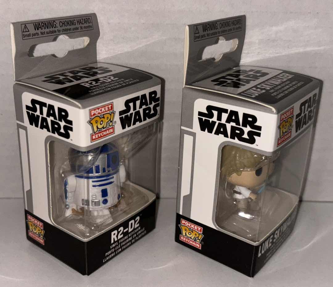 Photo 1 of NEW FUNKO POP! POCKET KEYCHAIN 2-PACK, STAR WARS “R2-D2” & “LUKE SKYWALKER” $18.00