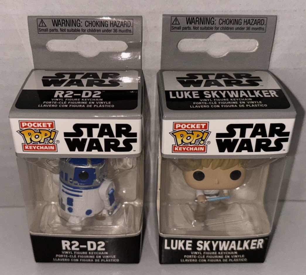 Photo 1 of NEW FUNKO POP! POCKET KEYCHAIN 2-PACK, STAR WARS “R2-D2” & “LUKE SKYWALKER” 