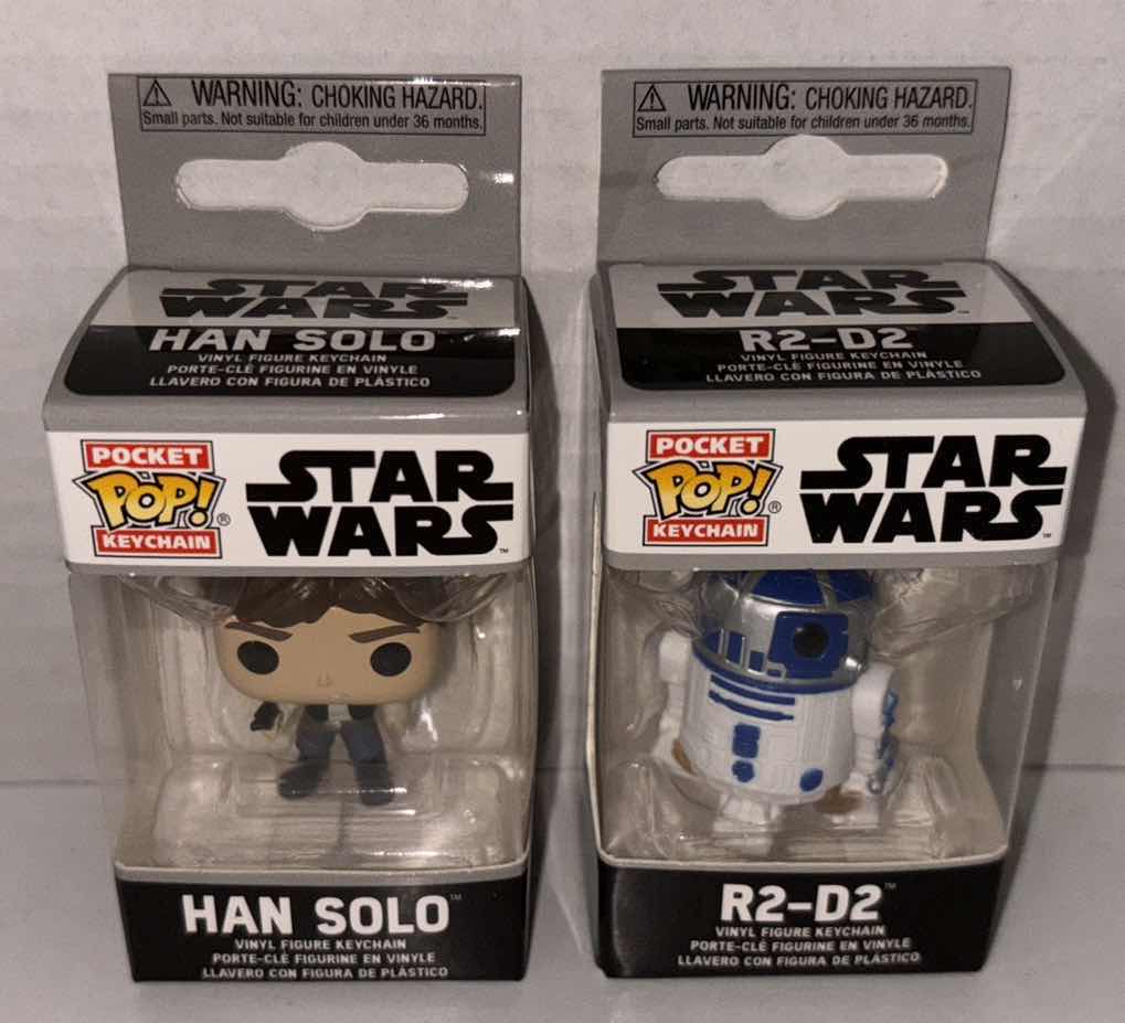 Photo 1 of NEW FUNKO POP! POCKET KEYCHAIN 2-PACK, STAR WARS “HAN SOLO” & “R2-D2”