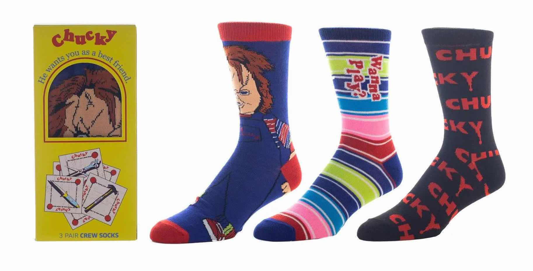 Photo 1 of NEW BIOWORLD CHUCKY DOLL 3-PACK CREW SOCKS FOR MEN, SIZE 8-12 