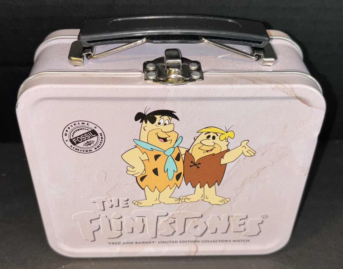 Photo 1 of $140 VINTAGE THE FLINTSTONES 1993 HANNA-BARBERA PRODUCTIONS “FRED & BARNEY” LIMITED EDITION FOSSIL WATCH (PROTECTIVE FILM ON WATCH)