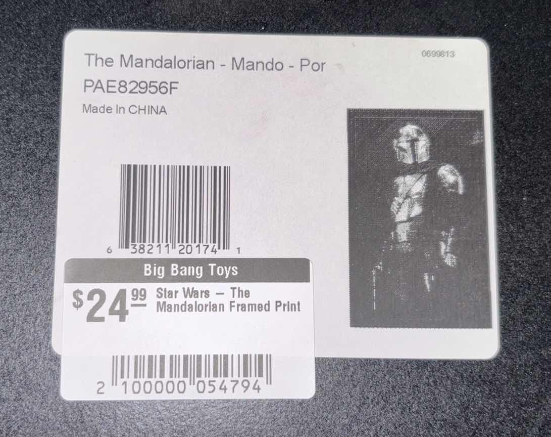 Photo 1 of NEW STAR WARS THE MANDALORIAN FRAMED TEXTURED PRINT (BLACK FRAME) 12.25”x 18.25”