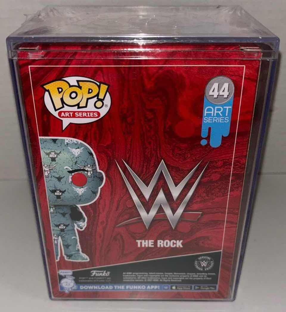 Photo 1 of NEW FUNKO POP! ART SERIES EXCLUSIVE VINYL FIGURE, #44 WWE THE ROCK (W CLEAR HARD PROTECTOR BOX)