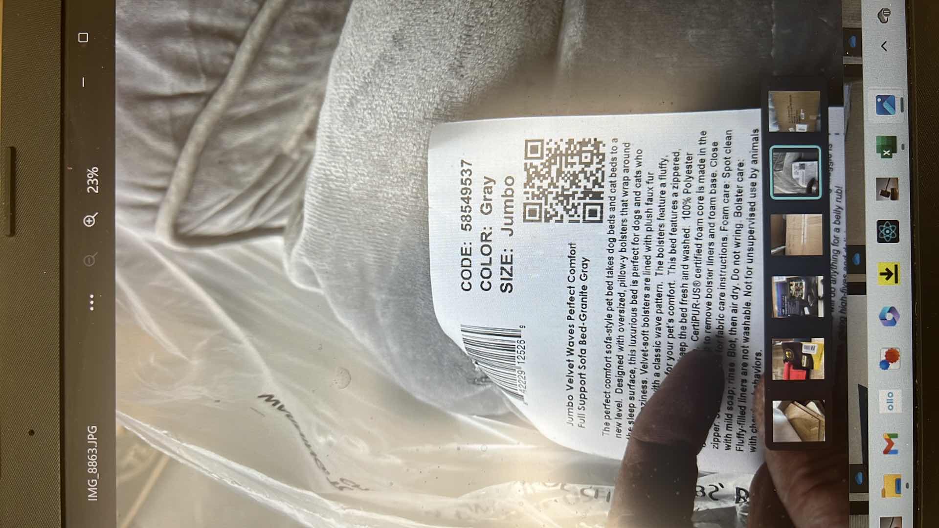 Photo 1 of FURHAVEN JUMBO VELVET WAVES PERFECT COMFORT FULL SUPPORT SOFA BED-GRANITE GRAY