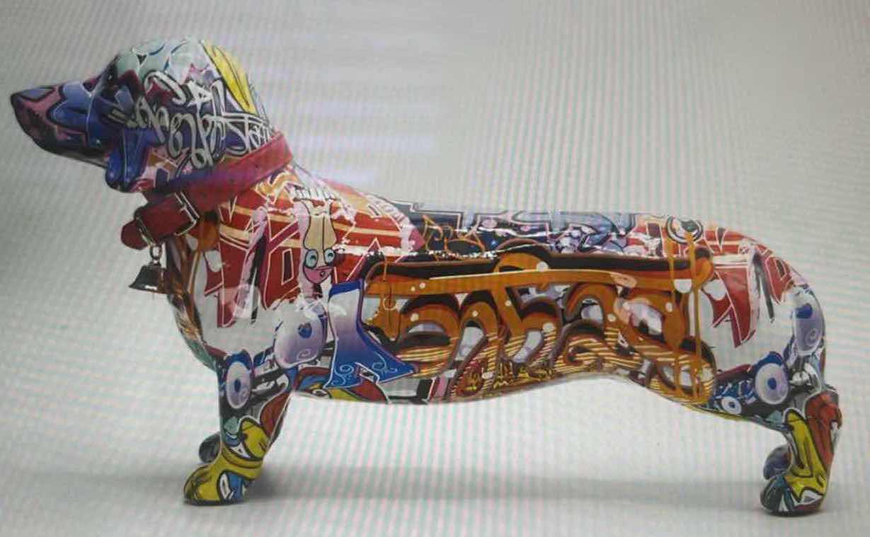 Photo 1 of BRANI COLORFUL RESIN DACHSHUND DOG (18” x 5” x9”) BR-D80190