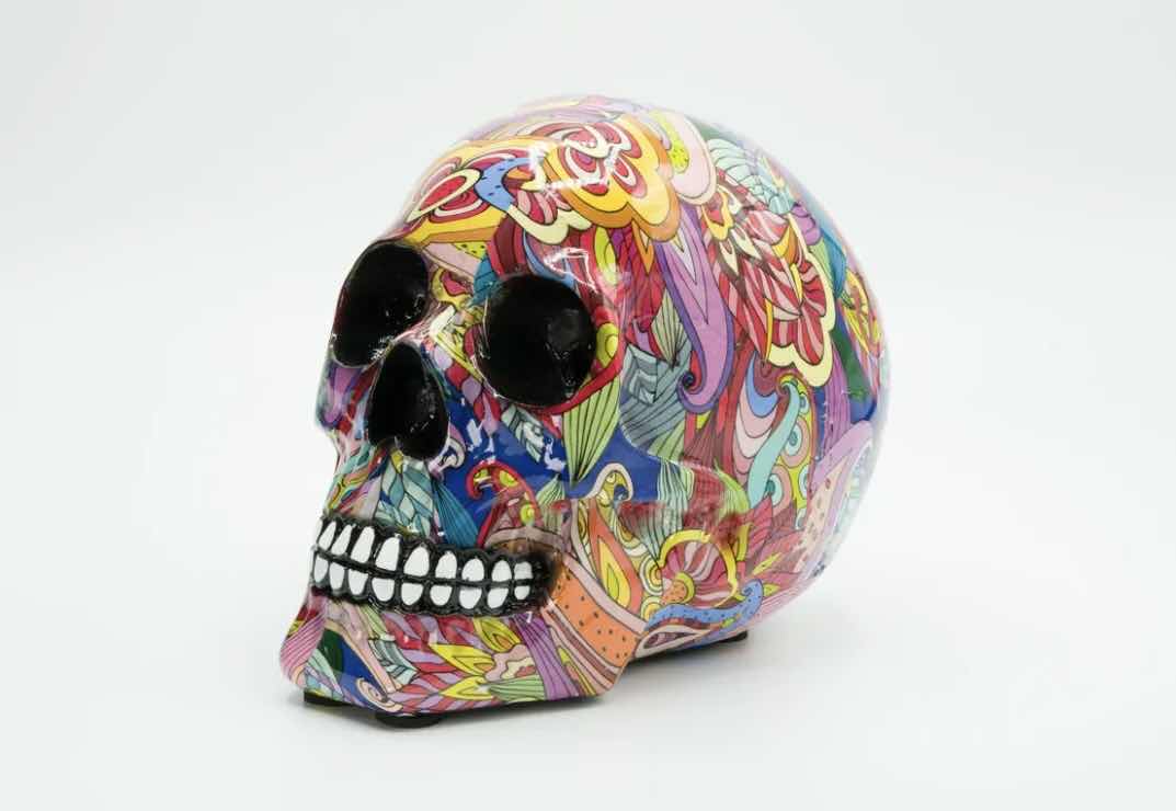Photo 1 of BRANI LARGE COLORFUL RESIN SKULL 5" x 7" x 6”