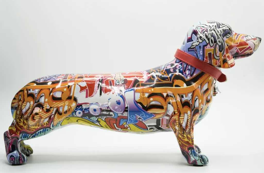 Photo 1 of BRANI COLORFUL RESIN DACHSHUND DOG. 18” x 5” x 9”