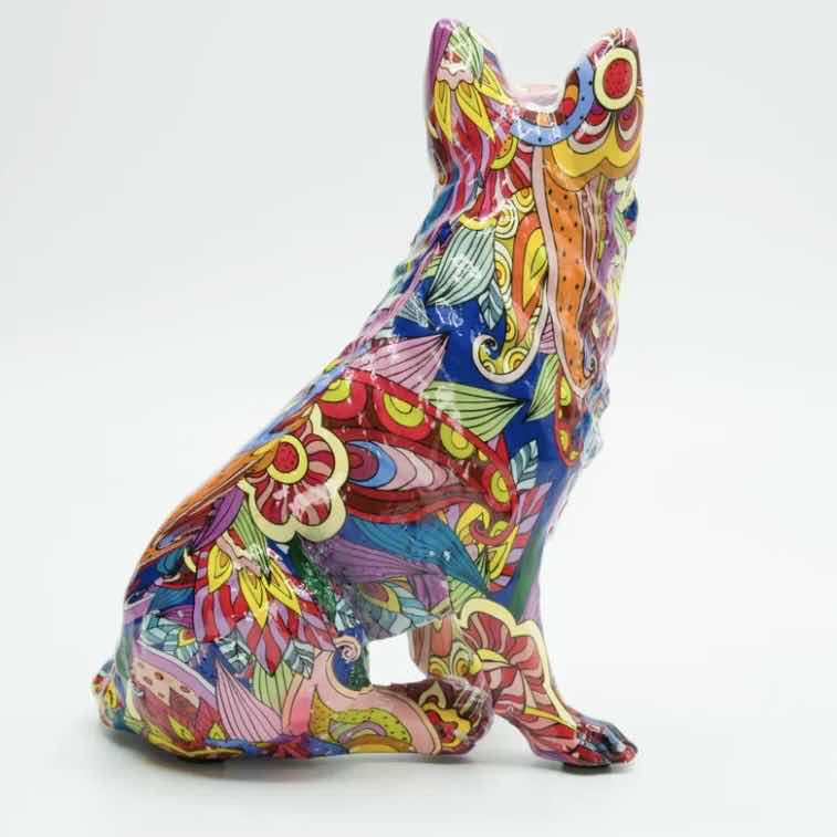 Photo 1 of BRANI COLORFUL RESIN GERMAN SHEPHERD DOG. 6” x 5” x 7”