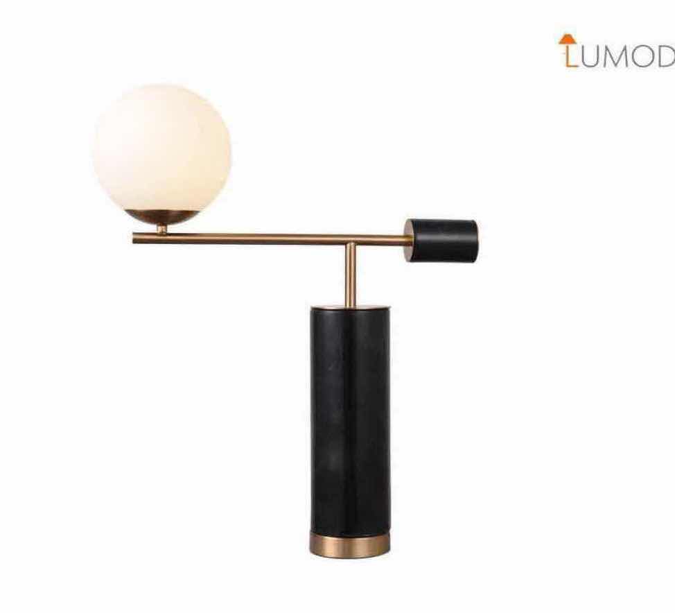 Photo 1 of NIB-BERNA BLACK MARBLE MODERN GLASS BALL TABLE LAMP 16” x 26” LL-1042 MF