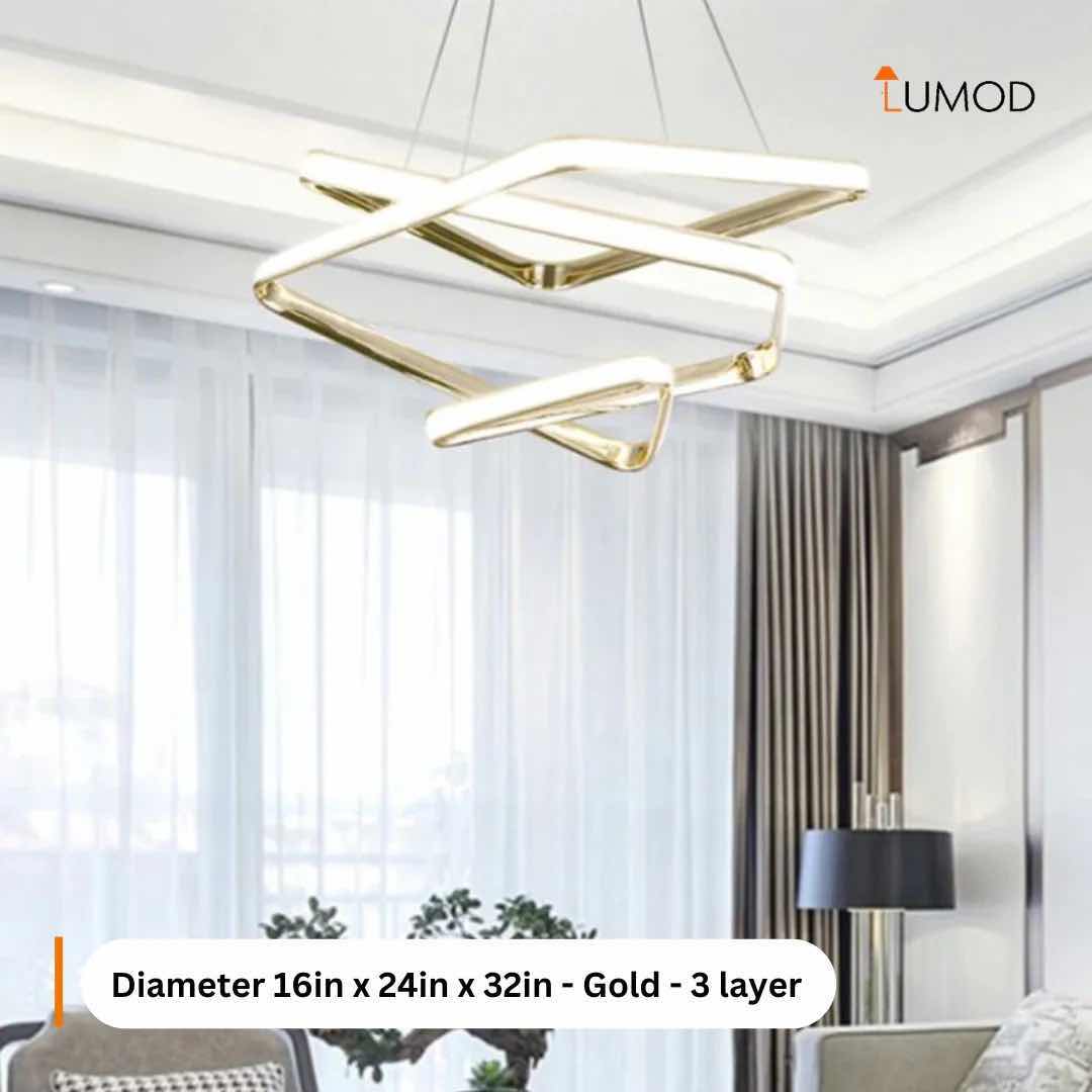 Photo 1 of NIB-ROMEO GOLD TRIANGLE STYLE LED LIGHT FIXTURE #1114 