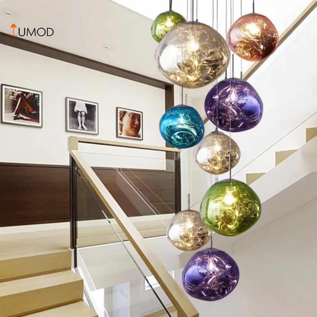 Photo 1 of NIB-RIVER UNIQUE “SEVEN COLOR” SPHERE BALL PENDANT LIGHTS  #1120  