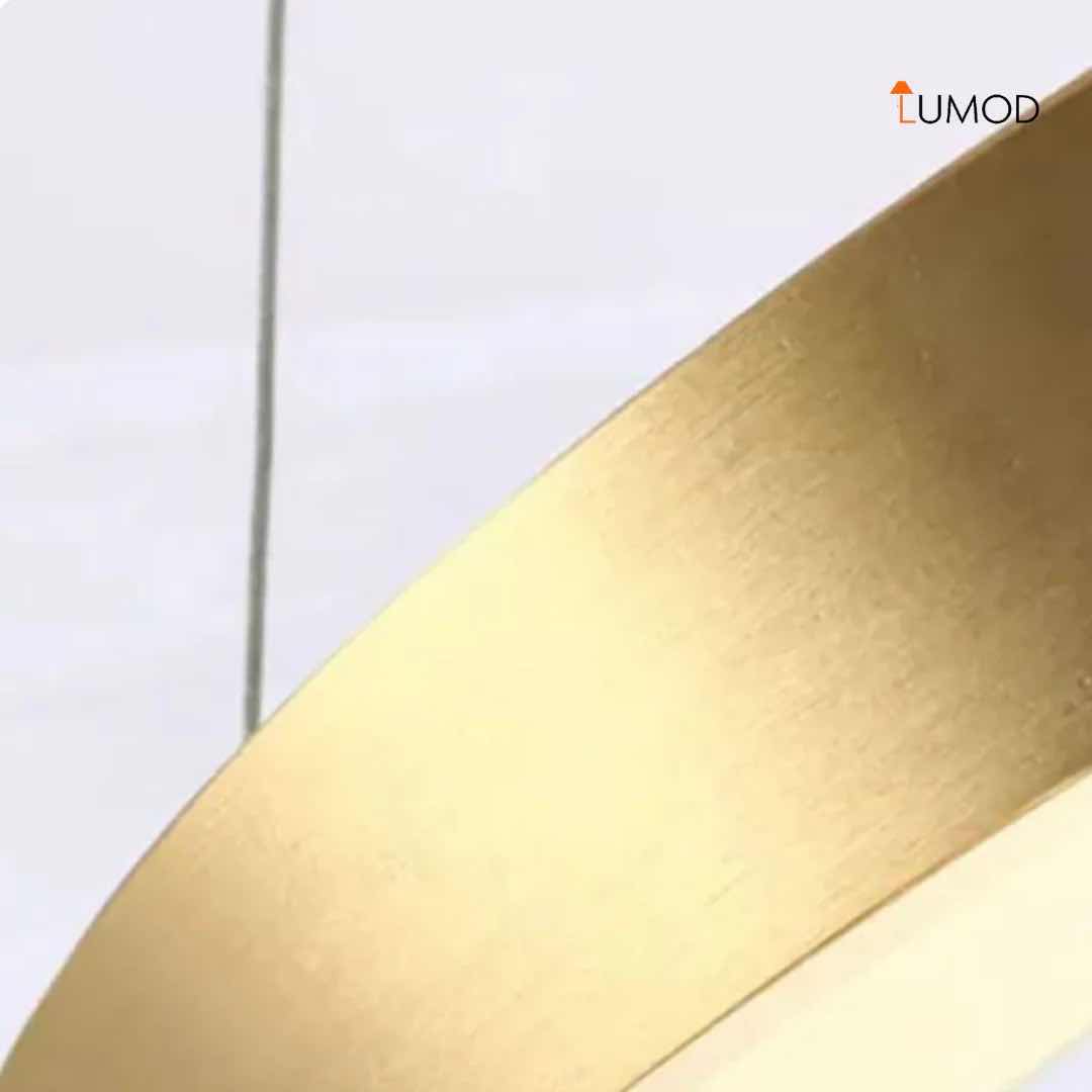 Photo 1 of NIB-FAYE MULTIPLE RING LED LUXURY CIRCULAR GOLD LIGHTING  D16”x 24” x 32” GOLD METAL , STAINLESS STEEL, ACRYLIC  #1102 