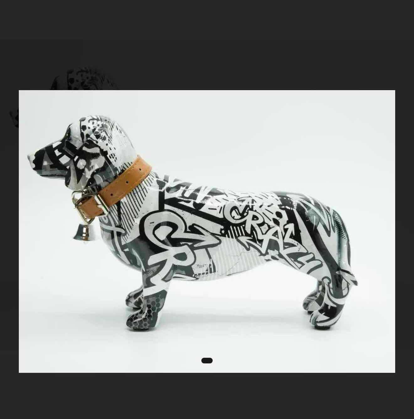View 2 of NEW BLACK & WHITE  RESIN DACHSHUND DOG RETAIL VALUE $48.00 11”x4”x7”