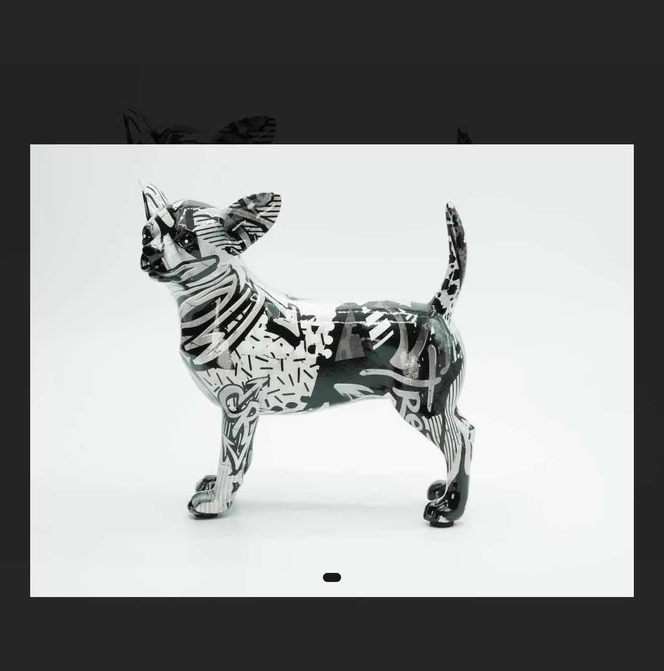 Photo 2 of NEW BLACK & WHITE  RESIN  CHIHUAHUA DOG RETAIL VALUE $60.00 7”x4”x7”