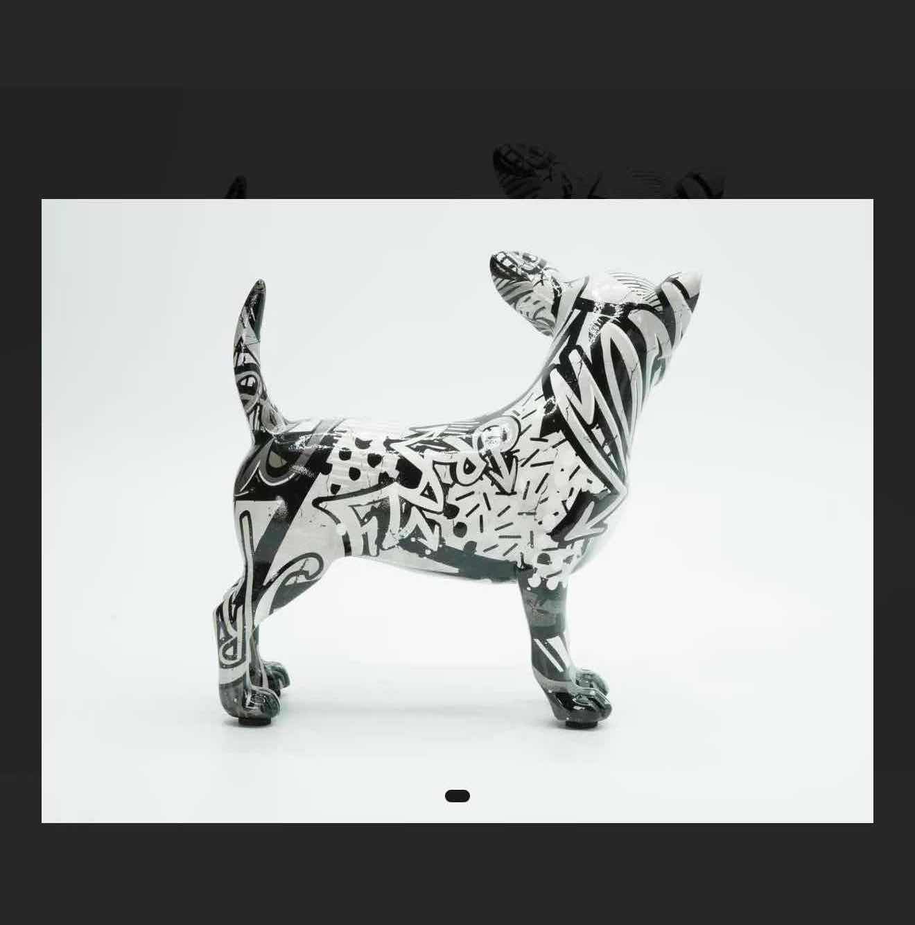 Photo 3 of NEW BLACK & WHITE  RESIN  CHIHUAHUA DOG RETAIL VALUE $60.00 7”x4”x7”