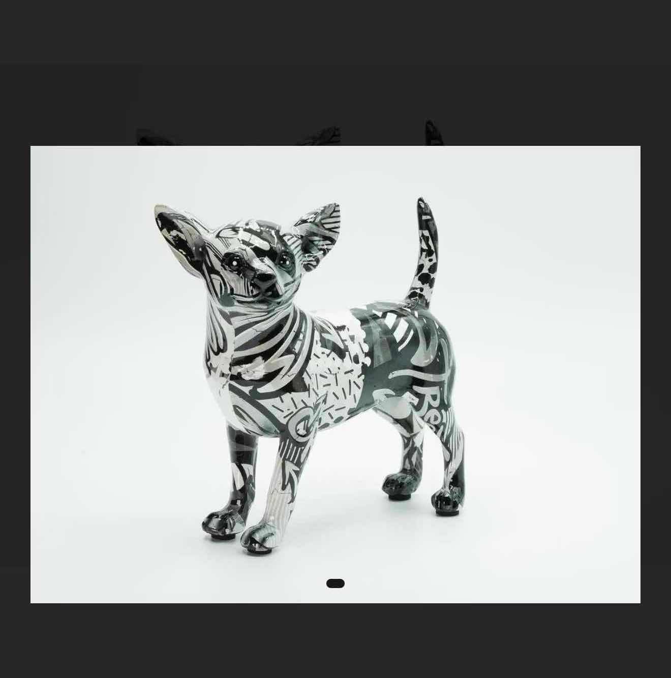 Photo 1 of NEW BLACK & WHITE  RESIN  CHIHUAHUA DOG RETAIL VALUE $60.00 7”x4”x7”