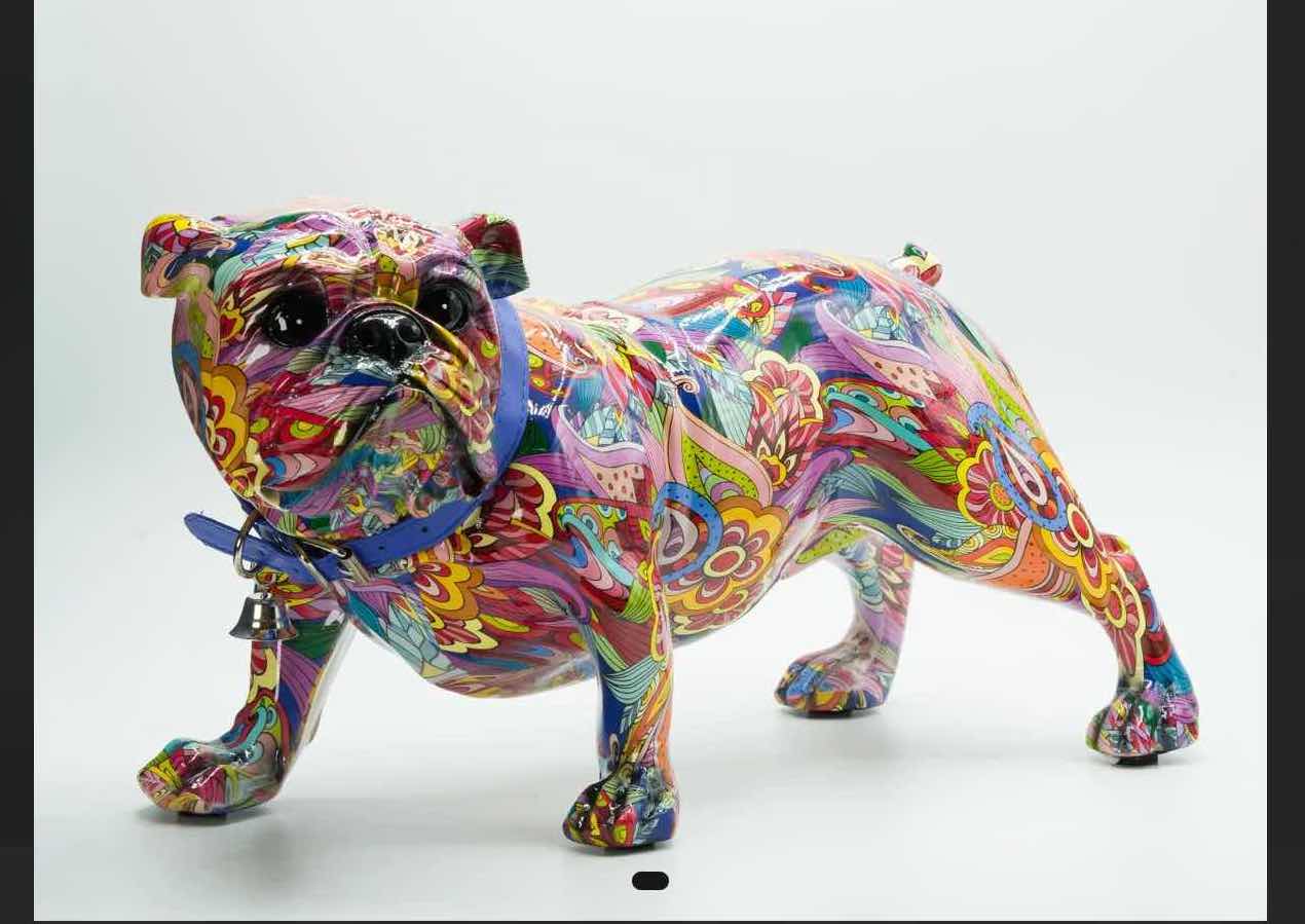 Photo 1 of NEW COLORFUL RESIN STANDING BULL DOG 15”x7”x8” RETAIL VALUE $103.00