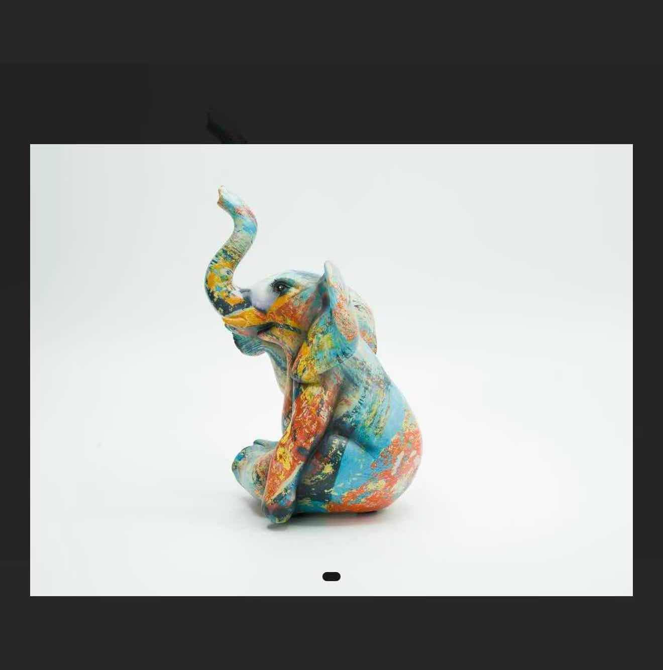 View 1 of NEW COLORFUL RESIN ELEPHANT RETAIL VALUE $48.00 5”x6”x8”