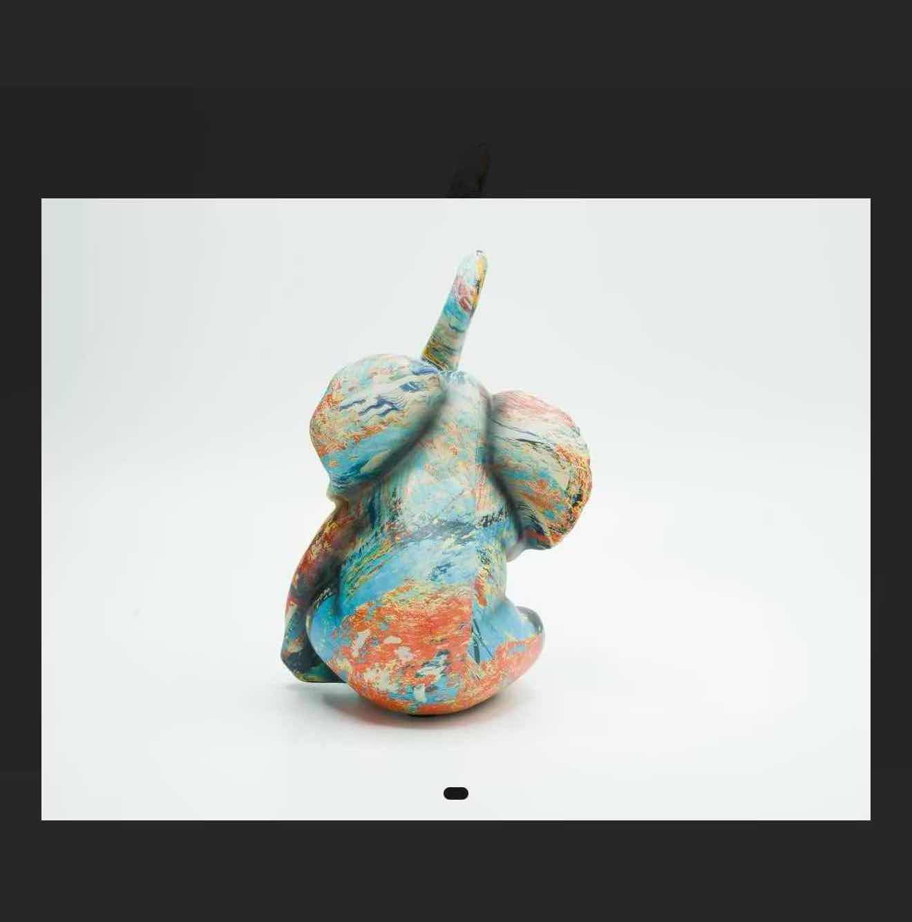 View 3 of NEW COLORFUL RESIN ELEPHANT RETAIL VALUE $48.00 5”x6”x8”