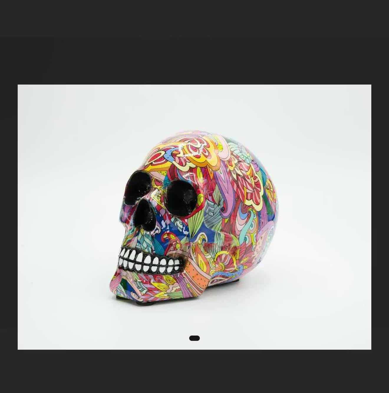 View 1 of NEW COLORFUL RESIN LARGE SKULL RETAIL VALUE $62.00 5”x7”6”