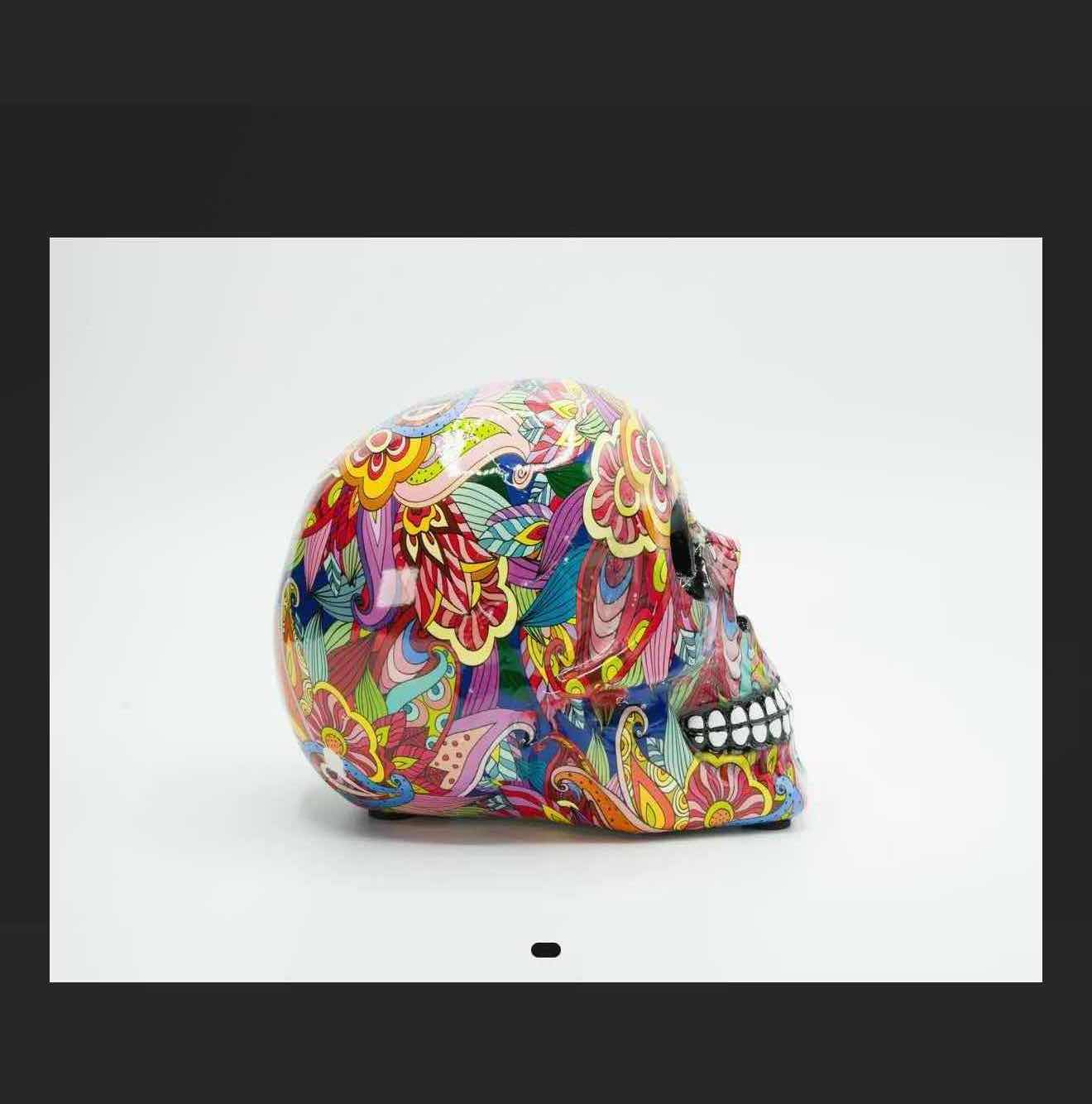 View 2 of NEW COLORFUL RESIN LARGE SKULL RETAIL VALUE $62.00 5”x7”6”