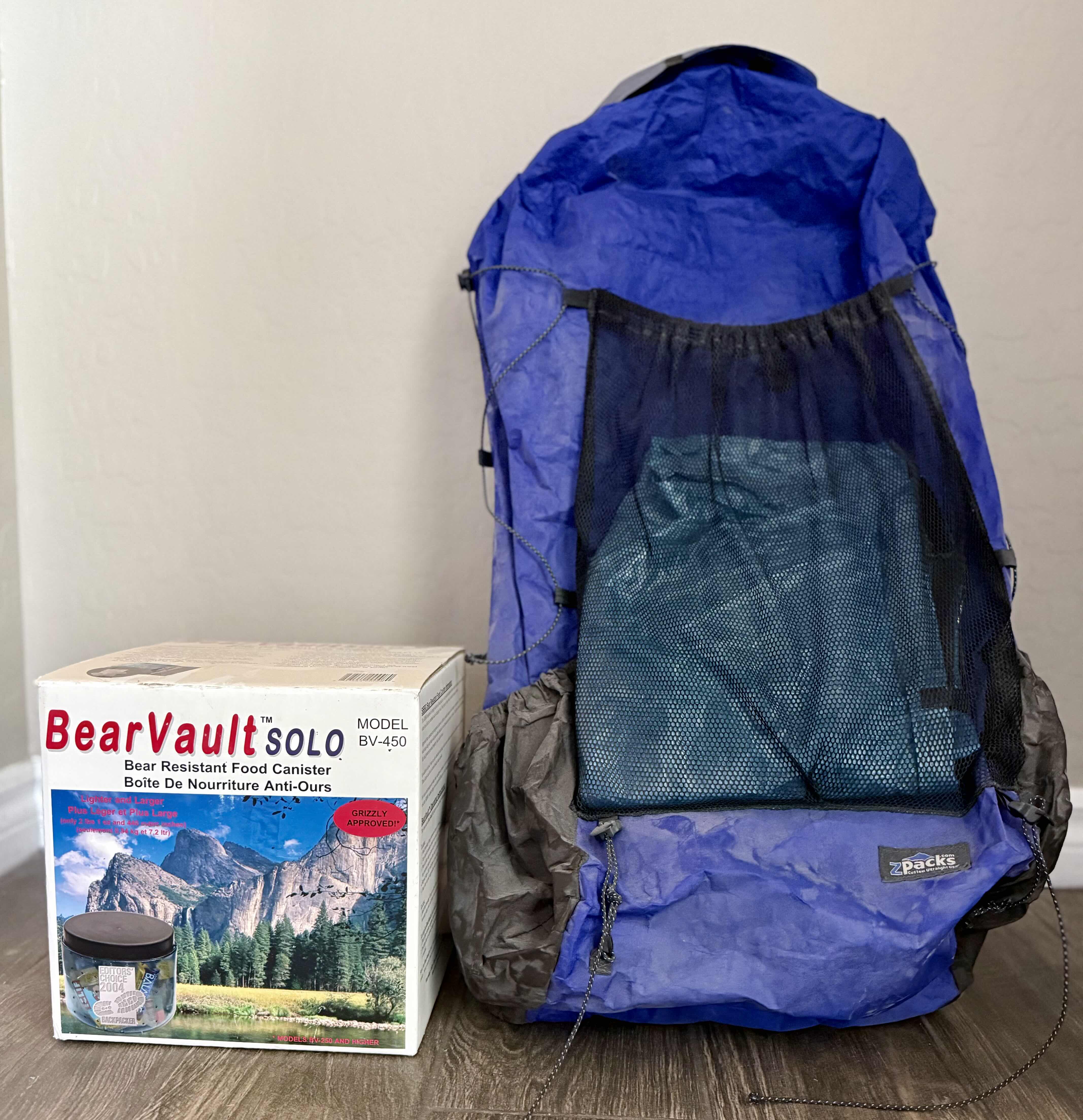Photo 1 of BEAR VAULT SOLO BEAR RESISTANT FOOD CANISTER, ZPACKS BACKPACK