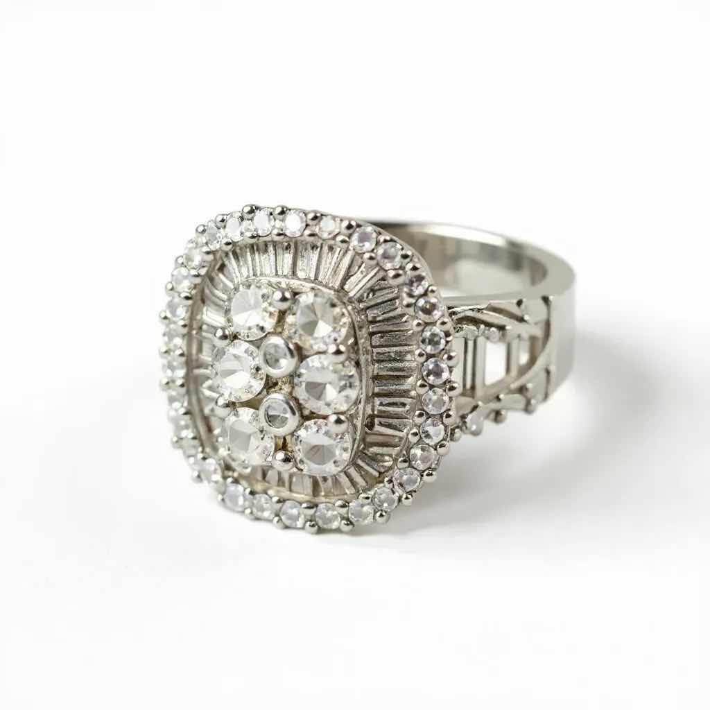 Photo 1 of 14K WHITE GOLD W 2.59ctw DIAMOND RING TTL GRAMS 7.03 (APPROX SIZE 7) W INSURANCE APPRAISAL  ITEM #9713 