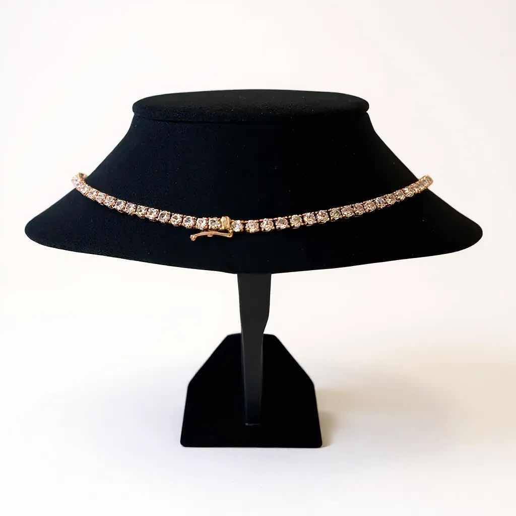 Photo 1 of 14K ROSE GOLD W 3.25 ctw DIAMOND 18" LONG  NECKLACE TTL GRAMS 23.17 W INSURANCE APPRAISAL ITEM #2036 