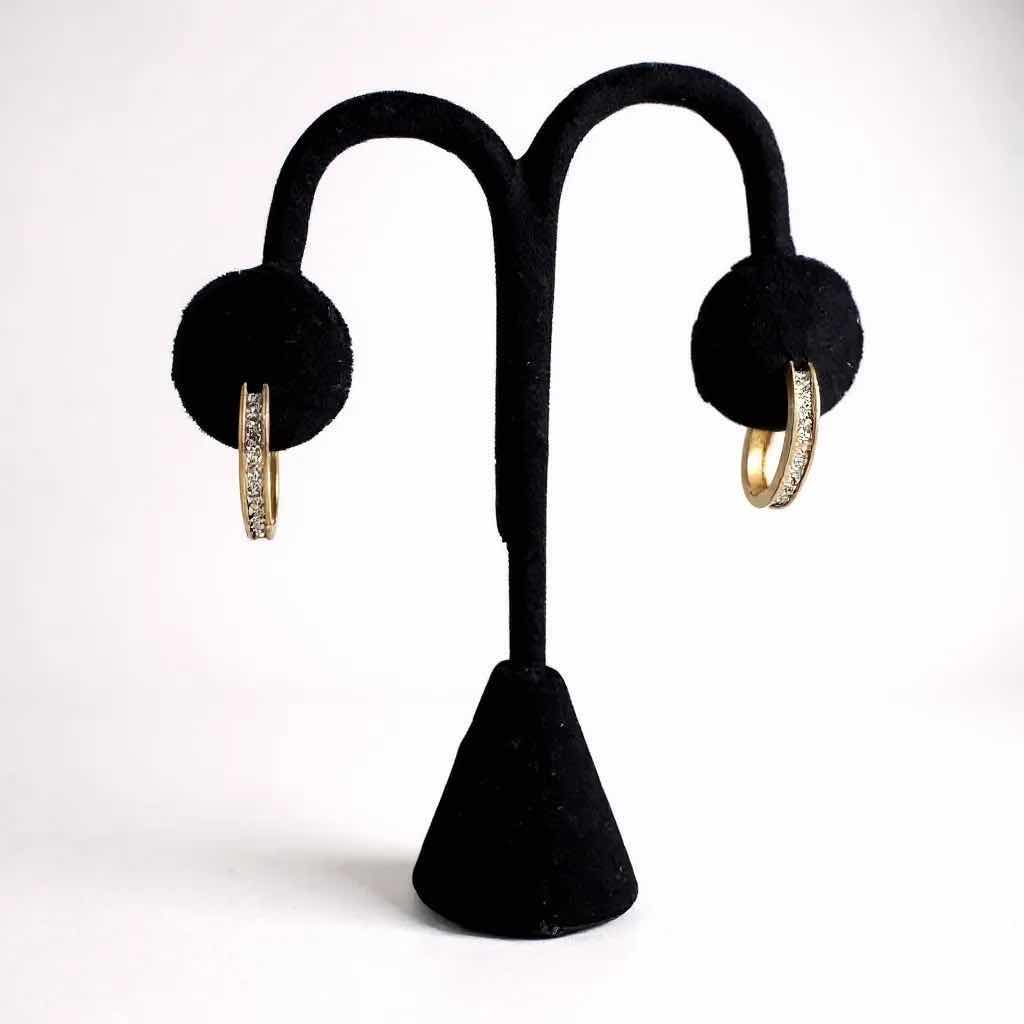 Photo 1 of 14K YELLOW GOLD W 0.75 ctw DIAMOND EARRINGS W INSURANCE APPRAISAL TTL GRAMS 5.03  ITEM #2035