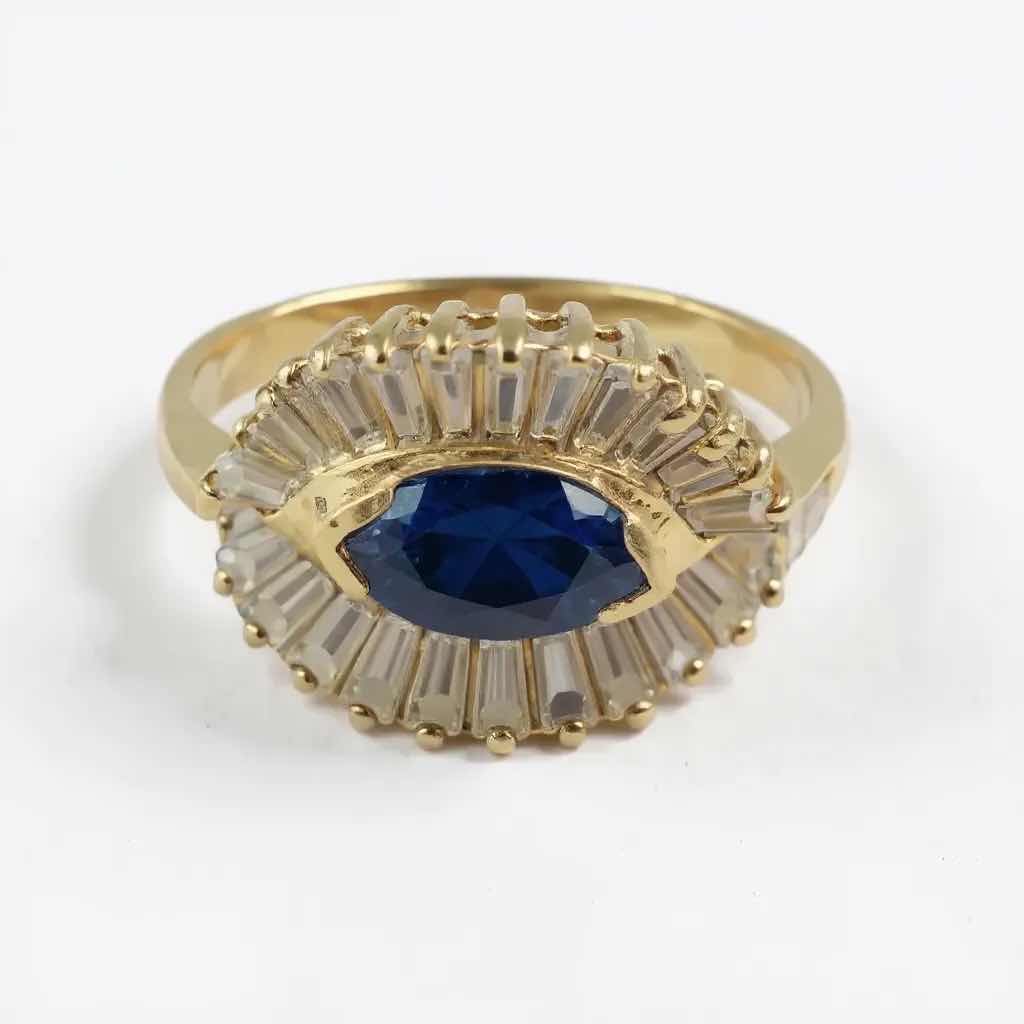 Photo 1 of 18K YELLOW GOLD W 0.80 BLUE SAPPHIRE & 2.00 DIAMOND RING W INSURANCE APPRAISAL (APPROX SIZE 6/7)  TTL GRAMS 5.91 ITEM #2010