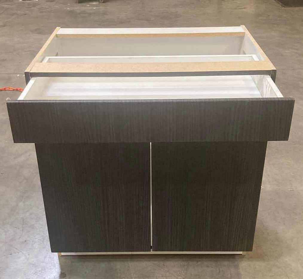 Photo 1 of LEEDO LINEA BLACK LAMINATE FINISH 2 DOOR 1 SHELF & 1 DRAWER BASE CABINET 33” X 25 H 34”