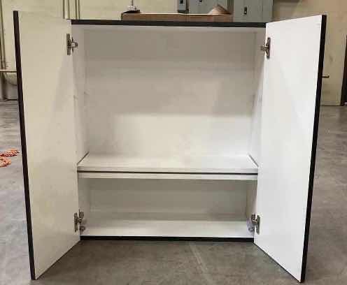 Photo 1 of LEEDO LINEA BLACK LAMINATE FINISH 2 DOOR 2 SHELF WALL CABINET 36” X 13” H30