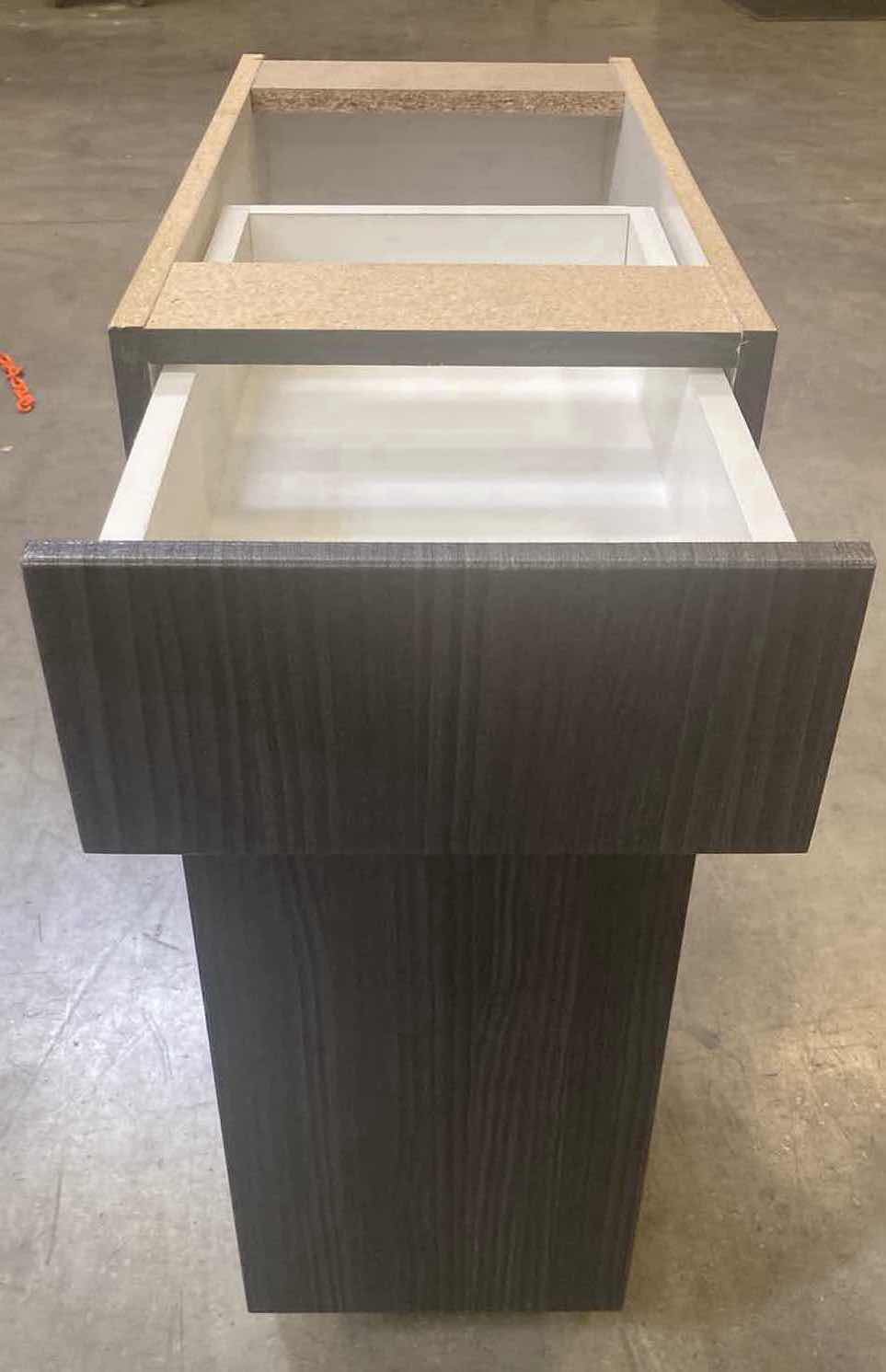 Photo 1 of LEEDO LINEA BLACK LAMINATE FINISH 1 DOOR 1 SHELF & DRAWER BASE CABINET 12” X 25” H35”