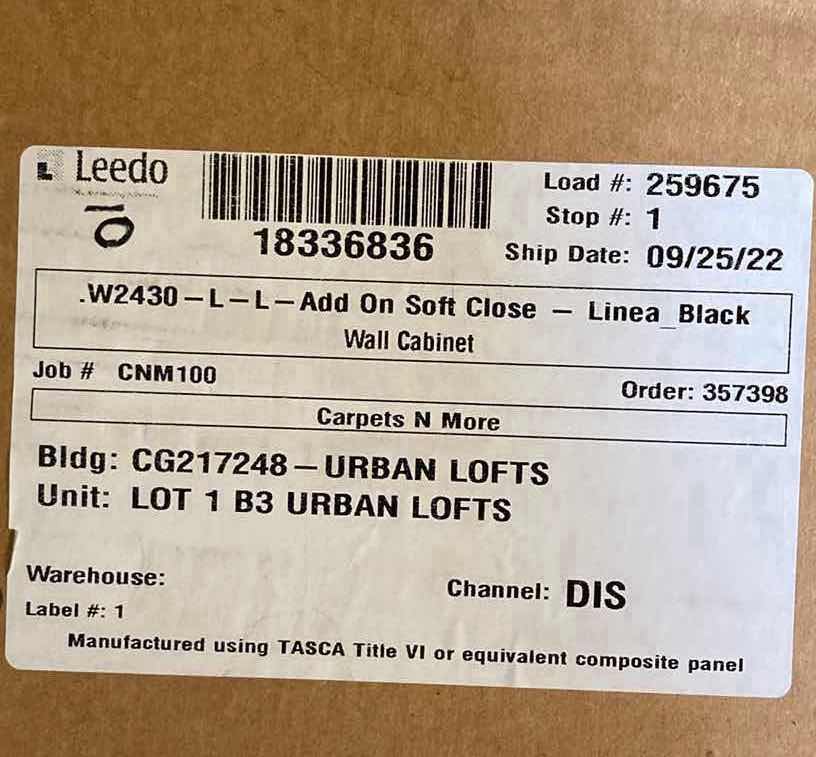 Photo 1 of LEEDO LINEA BLACK 1 DOOR 2 SHELF WALL CABINET 24” X 13” H30”