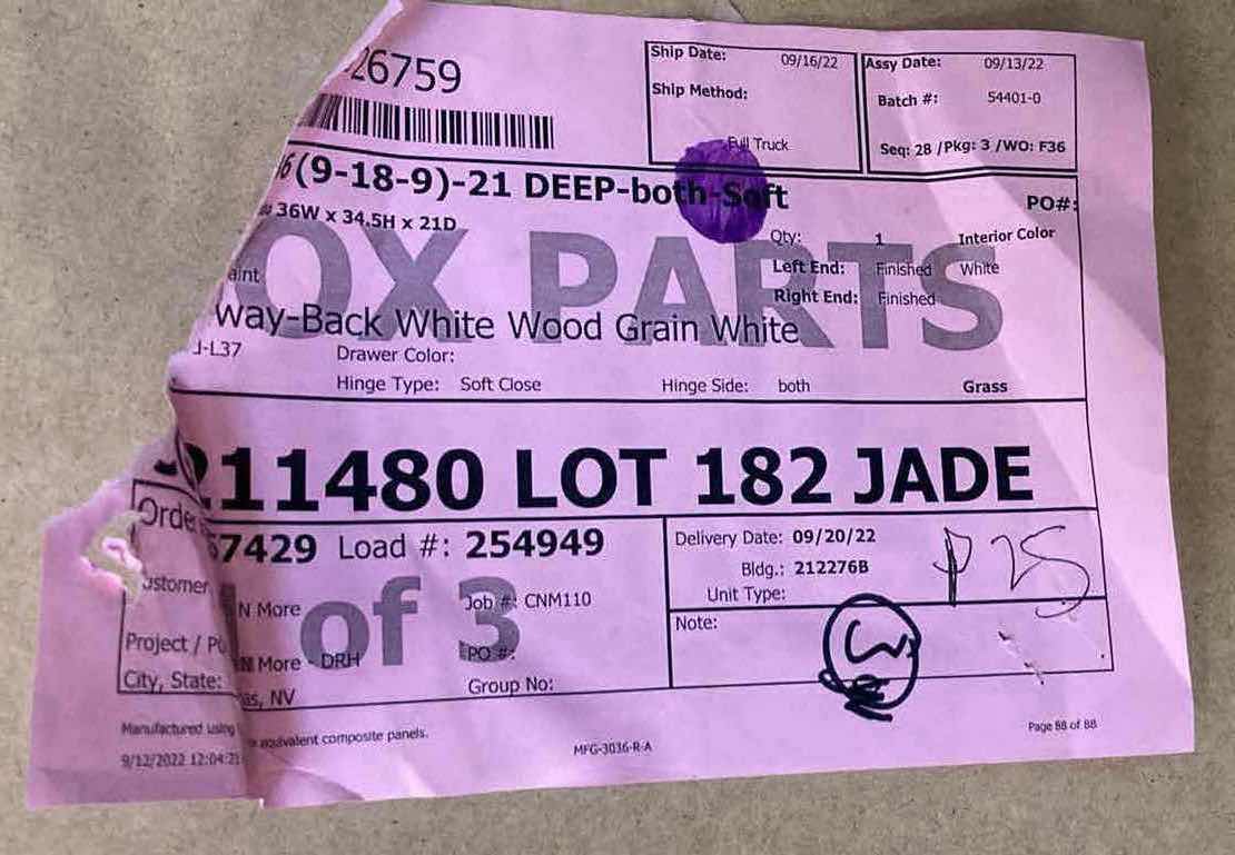 Photo 1 of LEEDO MIDWAY WOODGRAIN WHITE 2 DOOR 1 DRAWER BASE CABINET 36” X 21” H34.5”