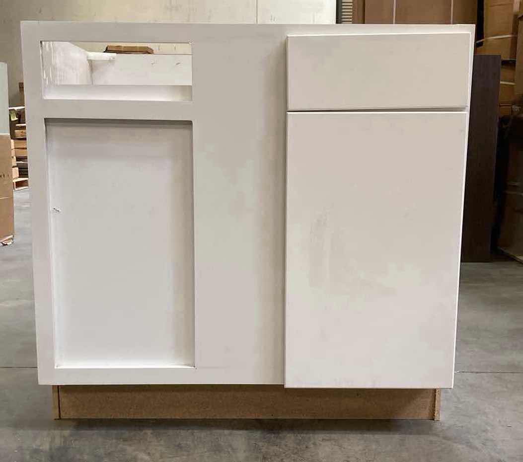 Photo 1 of LEEDO MIDWAY WOODGRAIN WHITE 1 DOOR 1 SHELF & 1 DRAWER BASE CABINET 36” X 24” H34.5”