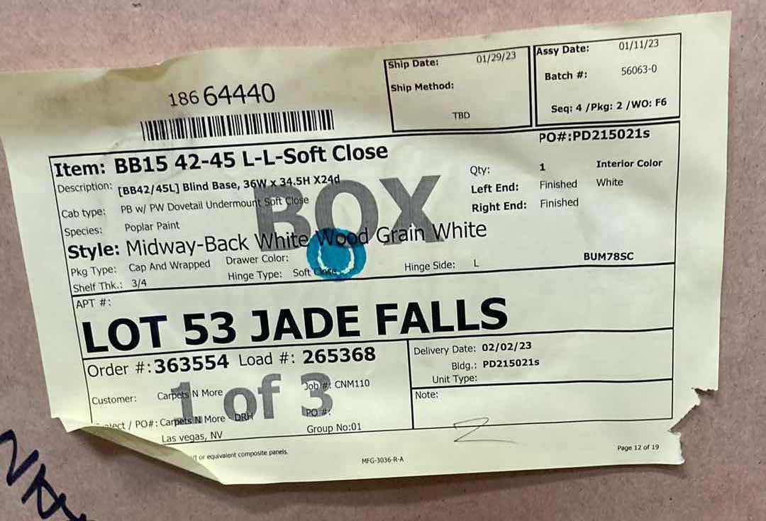 Photo 5 of LEEDO MIDWAY WOODGRAIN WHITE 1 DOOR 1 SHELF & 1 DRAWER BASE CABINET 36” X 24” H34.5”