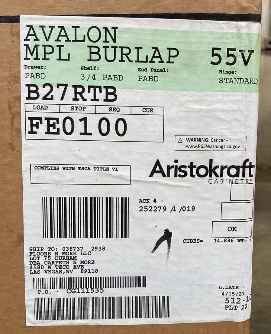 Photo 1 of ARISTOKRAFT CABINETRY AVALON SINCLAIR MAPLE BURLAP FINISH 2 DOOR 1 SHELF & 1 DRAWER BASE CABINET W ROLLING TRAY 26.5” X 24” H35”