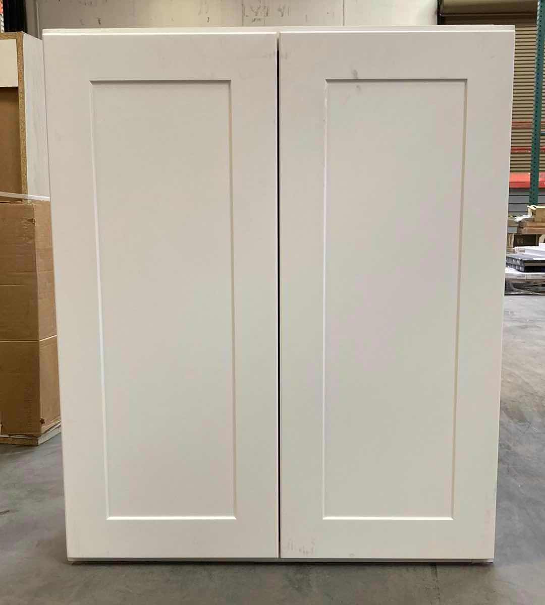 Photo 1 of LEEDO MIDWAY WHITE SATIN 2 DOOR 2 SHELF BASE CABINET 30” X 12” H36”